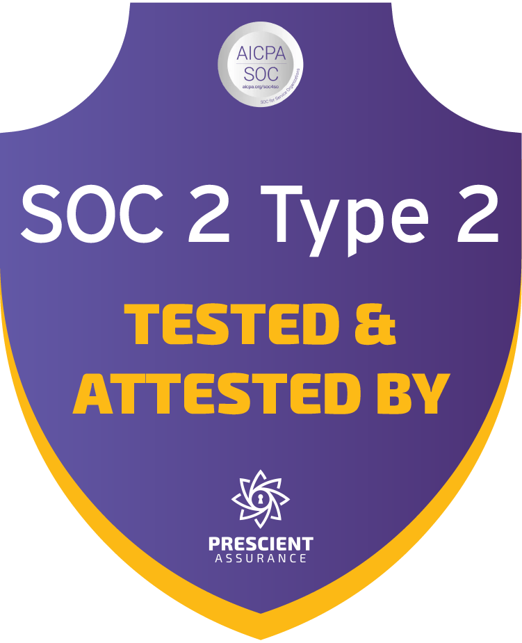 SOC 2 Type 2 tested and attested by Prescient Assurance