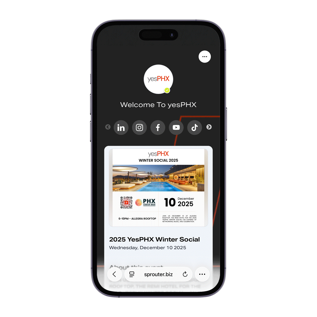 Sprouter Action Page showing user profiles and links