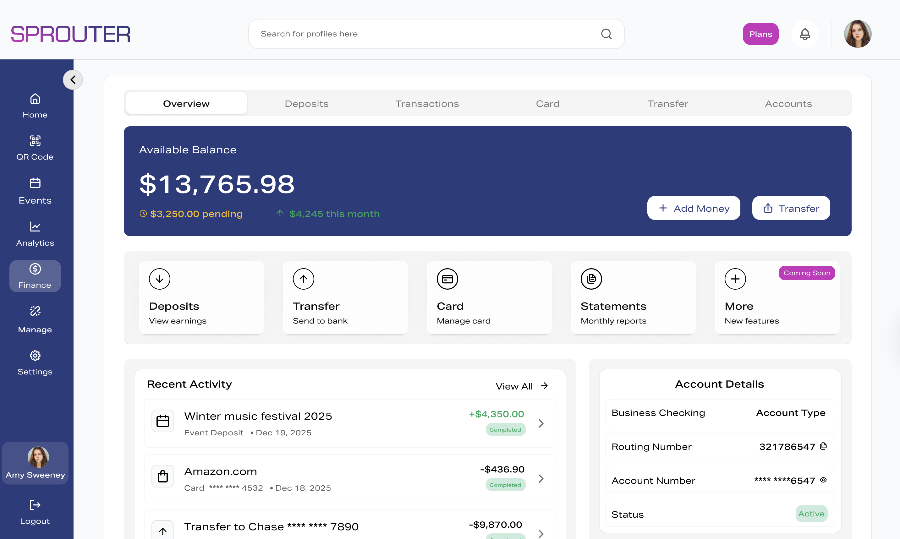 Business dashboard showing local engagement metrics